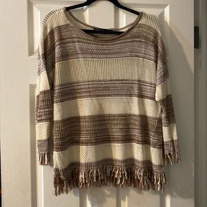 WHBM sheer top with fringe White House Black market